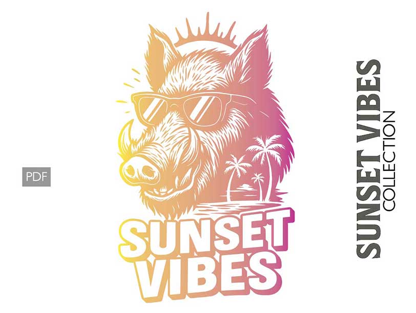 Sunset Vibes Animal Vector Design Collection (SVG, PNG, PDF) - Image 9