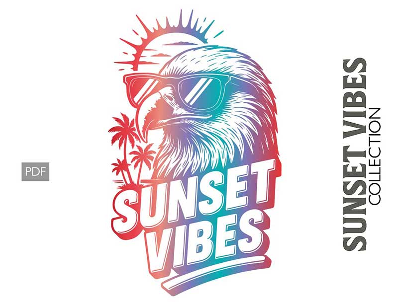 Sunset Vibes Animal Vector Design Collection (SVG, PNG, PDF) - Image 3