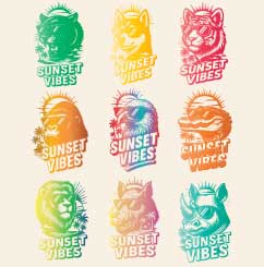 Sunset Vibes Animal Vector Design Collection (SVG, PNG, PDF)
